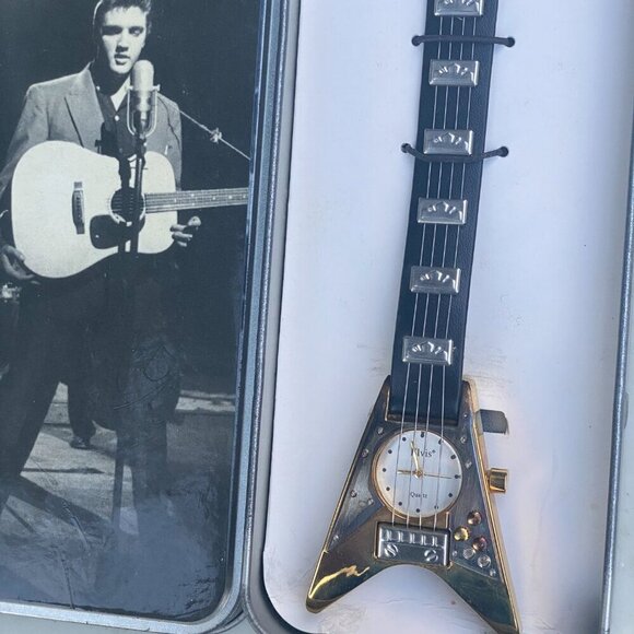 NEW Vintage 2002 Limited Edition 50th Anniversary Elvis Presley Guitar Watch - Picture 5 of 7